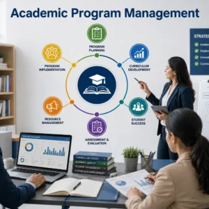 High-quality educational banner for Academic Program Management course with modern visuals