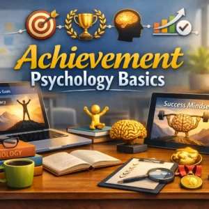 Professional achievement psychology basics course design with motivational visuals