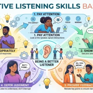 Professional Active Listening Skills Basics course image with communication and empathy visuals