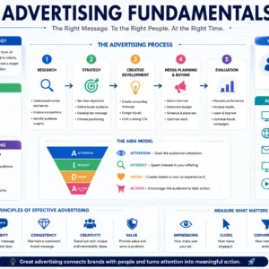 Professional course image for Advertising Fundamentals with creative marketing visuals