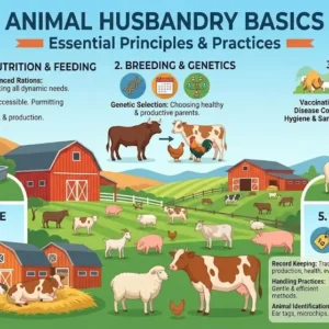 Professional animal husbandry basics course design with farm and livestock visuals