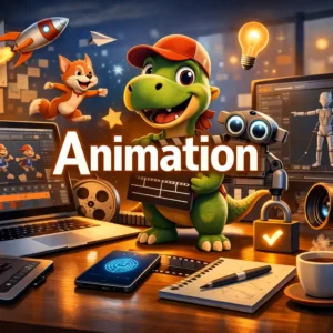 Professional Animation course image with 3D characters and creative workspace visuals