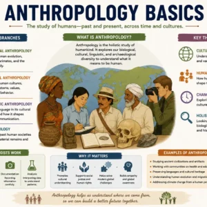 Professional Anthropology Basics course image with cultural and human evolution visuals