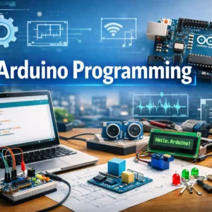 Professional Arduino Programming course image with coding and microcontroller visuals