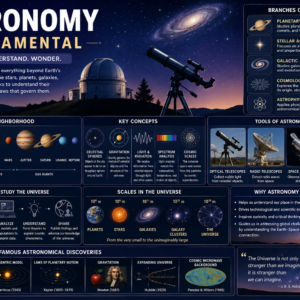 Astronomy Fundamentals Course covering stars, planets, galaxies, and space science