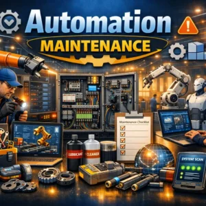 Automation Maintenance course image showing robotic arms, technicians, and control panels