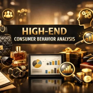 High-quality educational course image for High-End Consumer Behavior Analysis with luxury and research visuals.