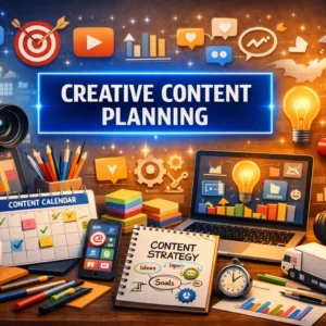 High-quality educational course image featuring Creative Content Planning with modern visuals