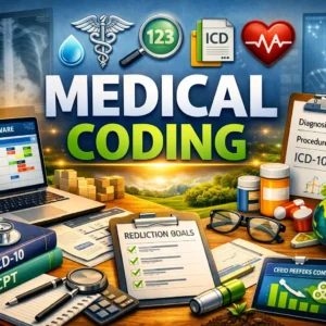 High-quality educational course image for Medical Coding with healthcare and coding visuals.