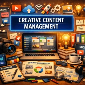 High-quality educational course image featuring Creative Content Management with modern visuals