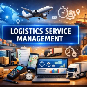 High-quality educational course image featuring Logistics Service Management with modern visuals