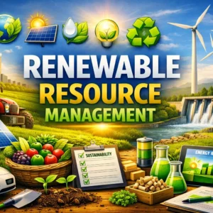 High-quality educational course image for Renewable Resource Management with clean energy and sustainability visuals.