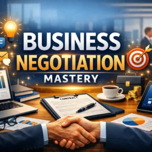 High-quality educational course image for Business Negotiation Mastery with modern business visuals.