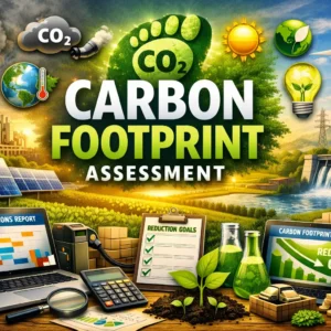 High-quality educational course image for Carbon Footprint Assessment with sustainability and carbon tracking visuals.