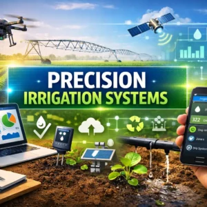 Modern e‑learning image showing Precision Irrigation Systems course visuals