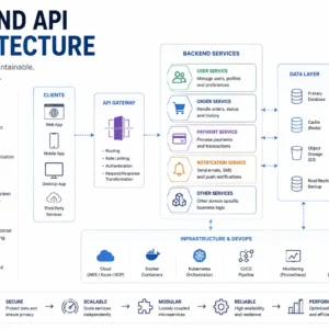 Professional course image for Backend API Architecture with server and API visuals