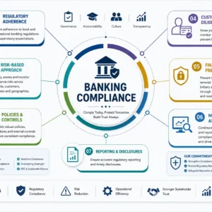 Banking Compliance course image with legal and financial compliance visuals