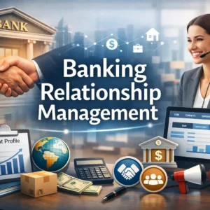Educational course image for Banking Relationship Management with banking and client relationship visual
