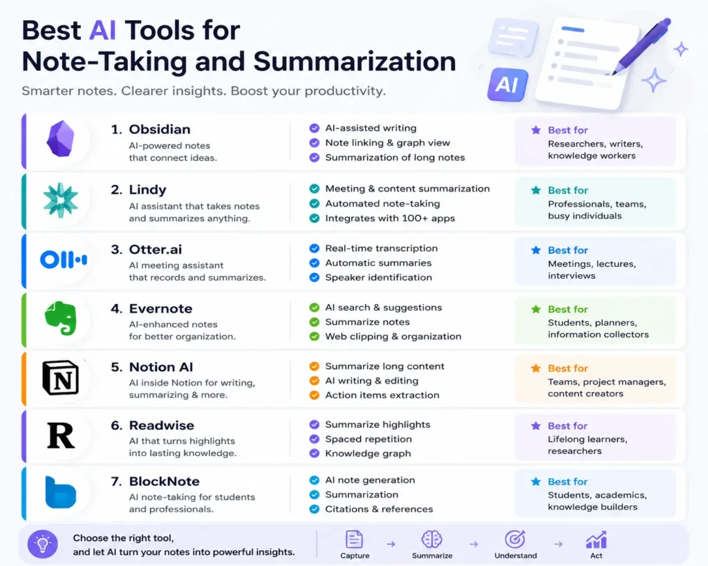 Best AI Tools for Note-Taking and Summarization
