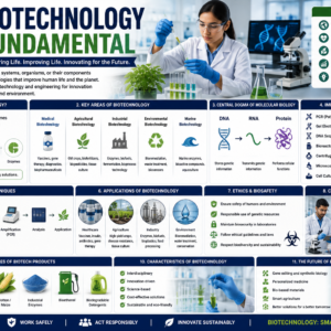 Student learning biotechnology fundamentals, genetics, and laboratory techniques