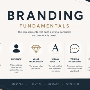 Professional Branding Fundamentals course image with logos and marketing visuals