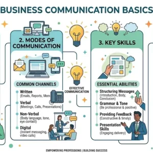 Professional Business Communication Basics course image with workplace communication visuals