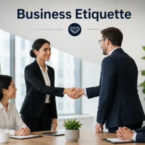Professional course image showing Business Etiquette skills and workplace manners