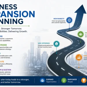 Educational course image for Business Expansion Planning with growth and strategy visuals
