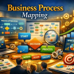 Professional course image for Business Process Mapping with workflow and process visuals