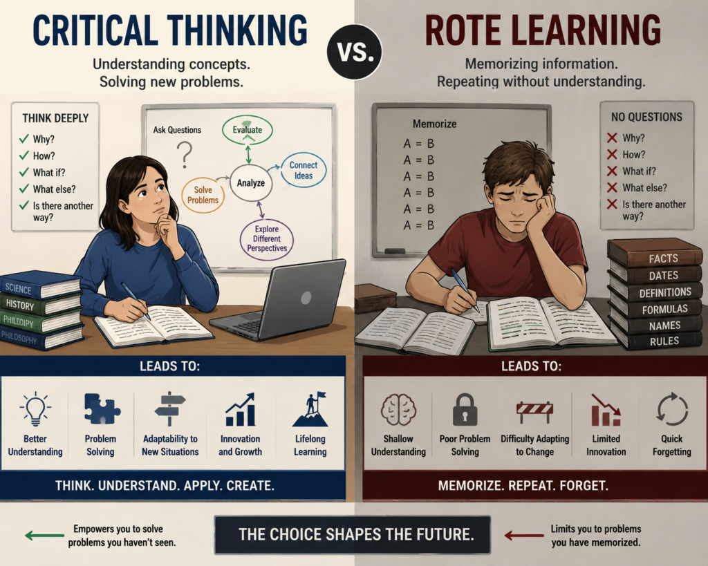 CRITICAL THINKING VS ROTE LEARNING