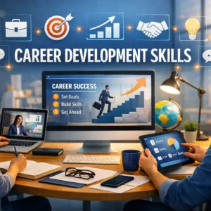 High-quality educational image for Career Development Skills course showing professional growth and learning visuals