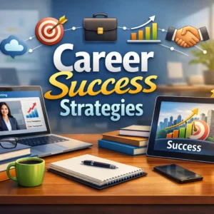 Professional career success strategies course design with modern workplace visuals