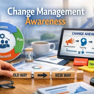Educational course image for Change Management Awareness with workplace visuals