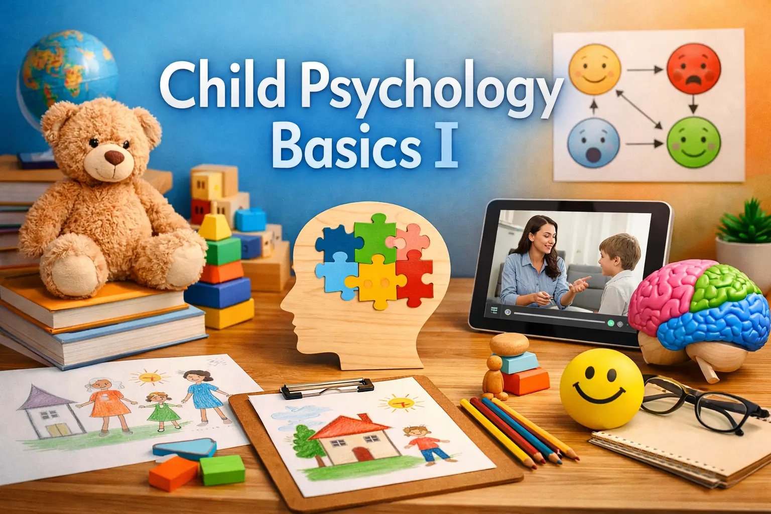 Educational course image for Child Psychology Basics I with modern visuals