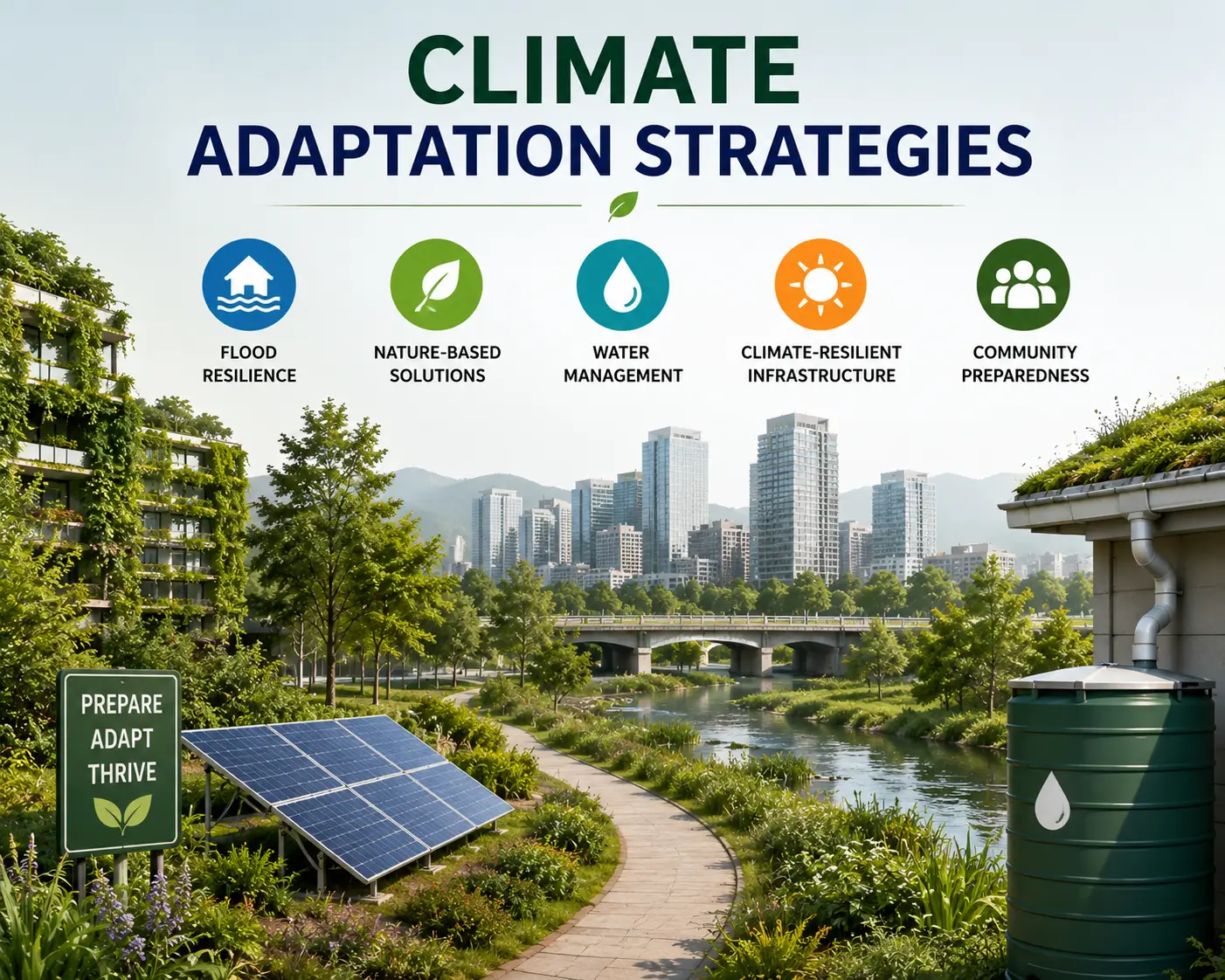 High-quality course image for Climate Adaptation Strategies with sustainability visuals