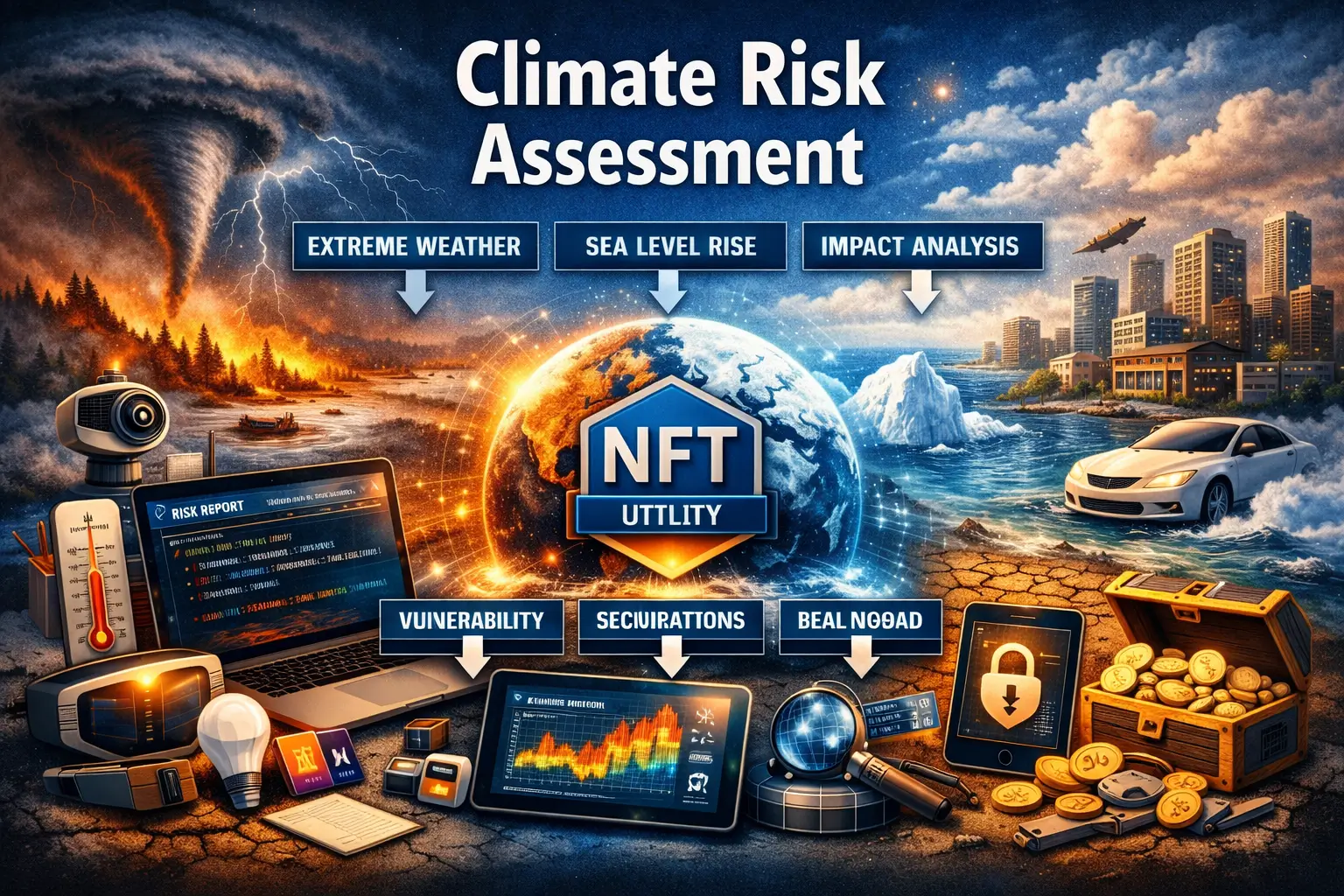 Professional Climate Risk Assessment course image with environmental and data analysis visuals