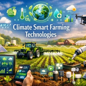 Climate Smart Farming Technologies course image with eco‑friendly farming and AI tools