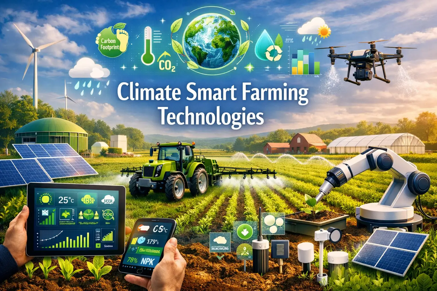 Climate Smart Farming Technologies course image with eco‑friendly farming and AI tools