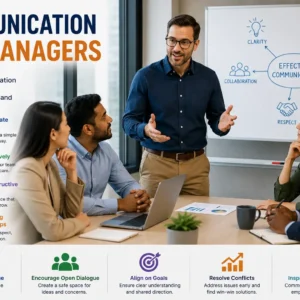 Professional course image for Communication for Managers with workplace visuals