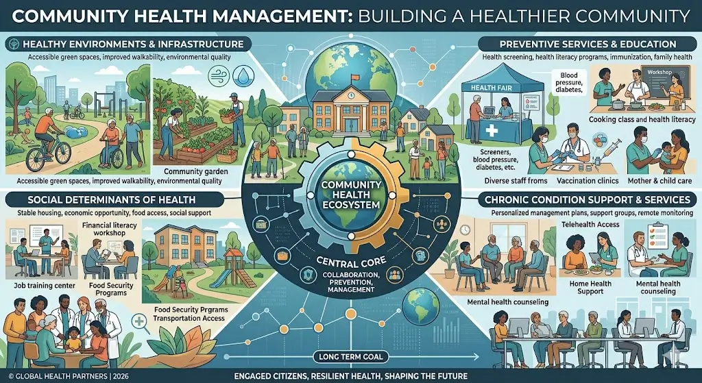Community Health Management course showing healthcare teams supporting local communities