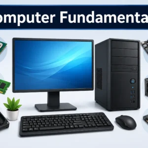 Modern educational course image for Computer Fundamental with digital learning visuals