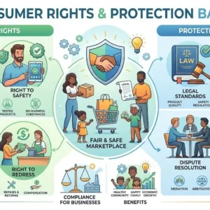 Professional Consumer Rights & Protection Basics course image with law and consumer safety visuals