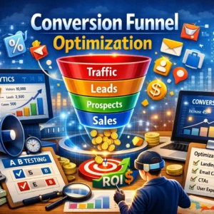 Professional Conversion Funnel Optimization course image with funnel and analytics visuals