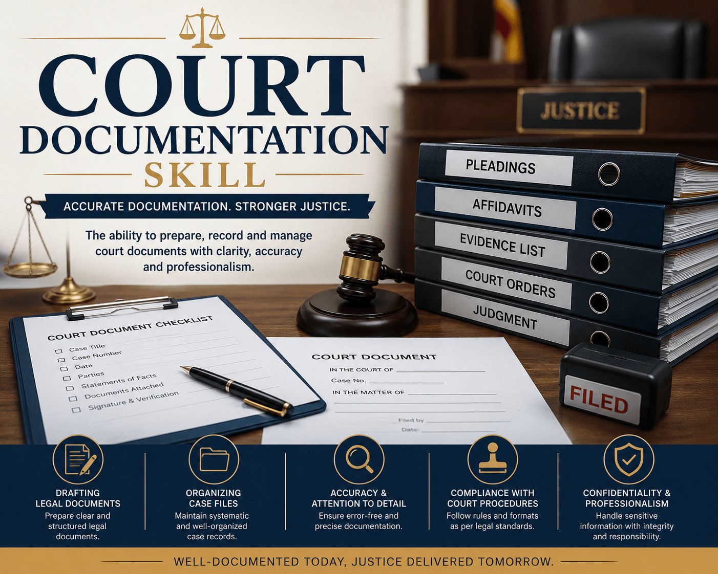 Court Documentation Skills Course covering legal records and court filing procedures