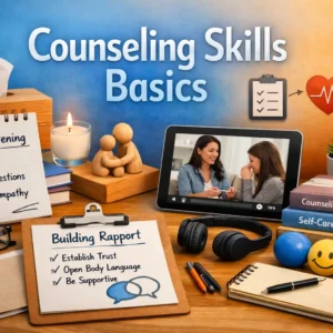 Educational course image for Counseling Skills Basics with counseling visuals and tools