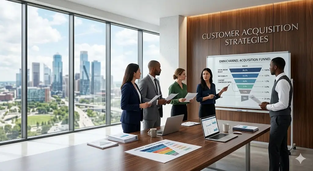 Professional Customer Acquisition Strategies course image with marketing and sales visuals