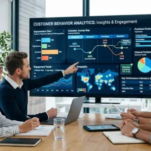 Professional Customer Behavior Analytics course banner with data visualization and consumer insights visuals