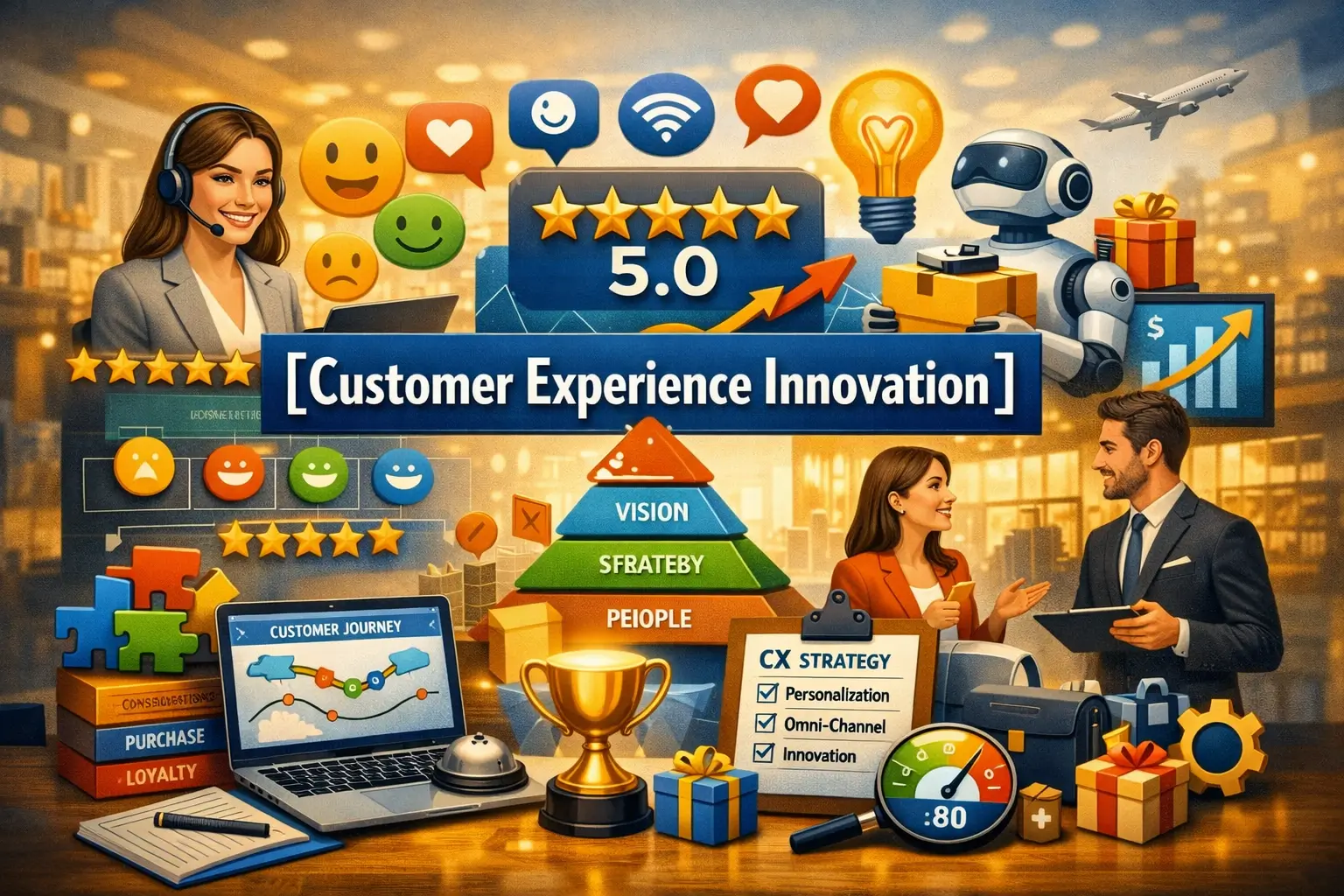 Professional Customer Experience Innovation course image with feedback and service visuals