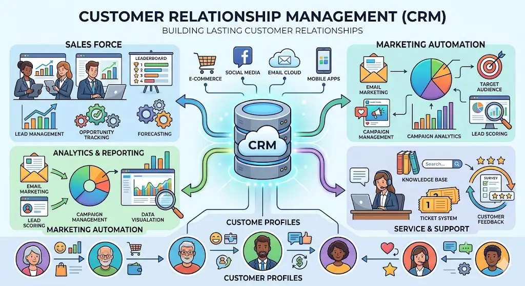 Professional course image for Customer Relationship Management with modern business visuals