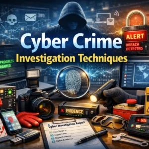 Professional Cyber Crime Investigation Techniques course image with digital forensic and cybersecurity visuals